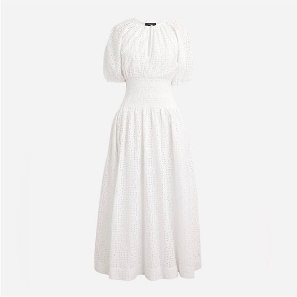 NWT J Crew Provence smocked-waist midi dress in eyelet white - Picture 3 of 8